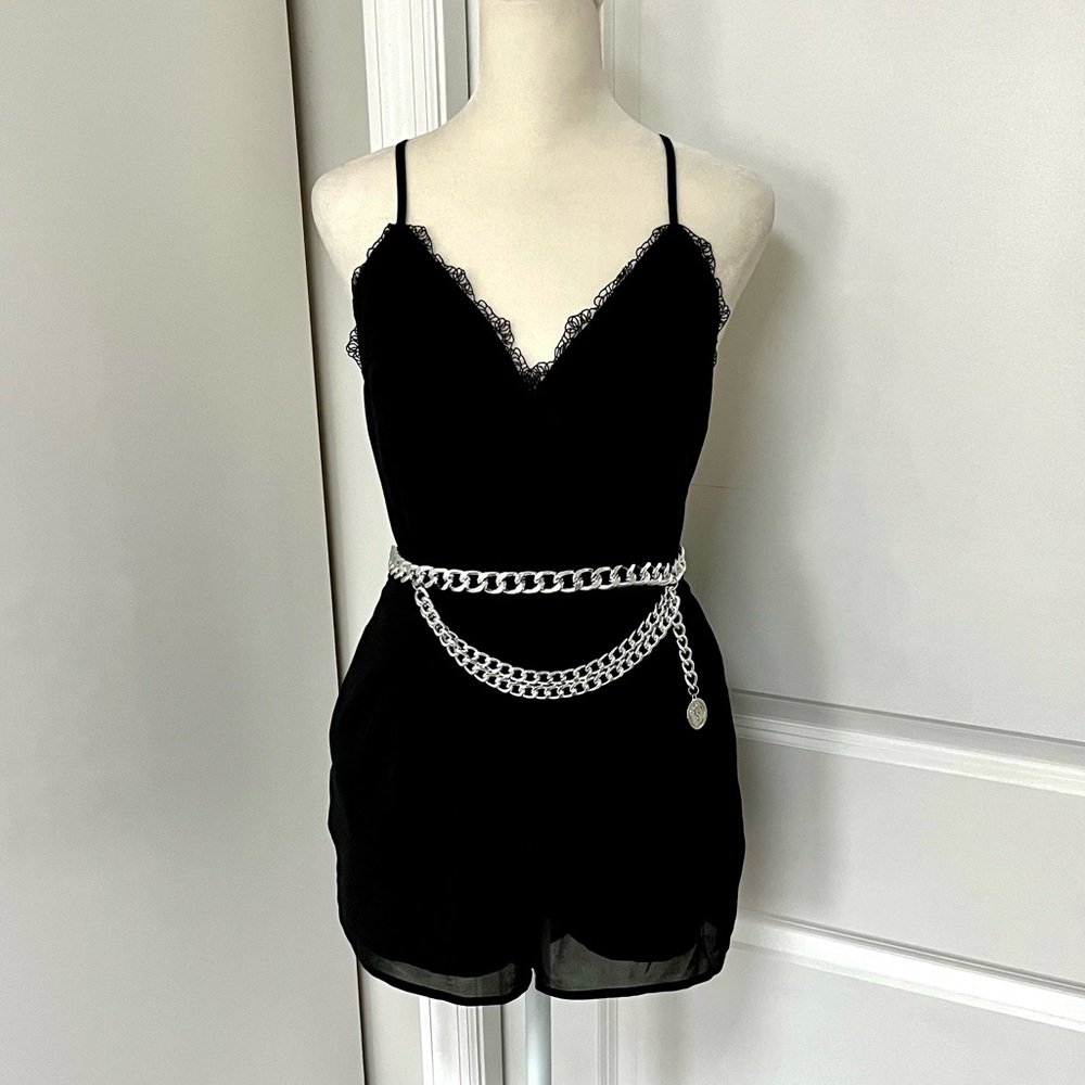 NWOT❗️Forever 21 Black Lace Trim Romper